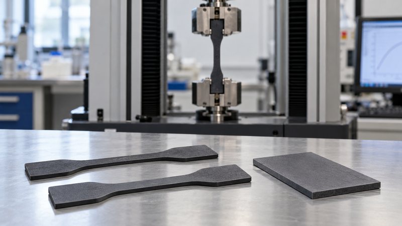 Polymer composite specimens prepared for mechanical testing